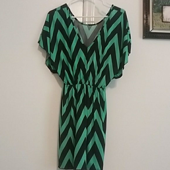 Teal and black chevron mini dress - Picture 1 of 1